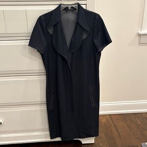 Tahari Black Short Sleeve Asymmetrical Zip Dress